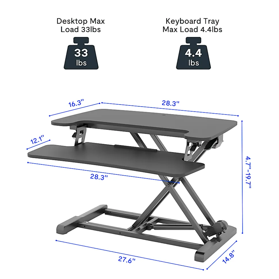 FlexiSpot M7-E Series Desk Riser, 28" W, Black