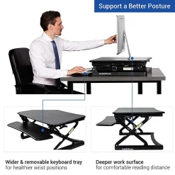 FlexiSpot M2 Height-Adjustable Standing Desk Riser With Removable Keyboard Tray, 19-3/4
