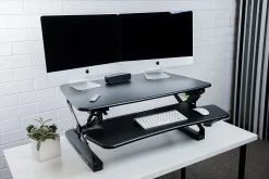 FlexiSpot M2 Height-Adjustable Standing Desk Riser With Removable Keyboard Tray, 19-3/4