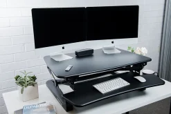 FlexiSpot M2 Height-Adjustable Standing Desk Riser With Removable Keyboard Tray, 19-3/4