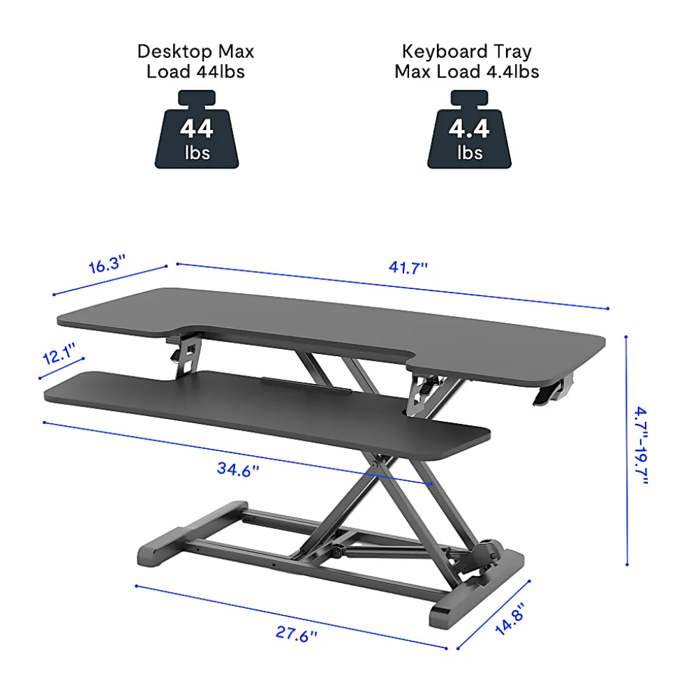 FlexiSpot M7 Series Desk Riser, 42" W, Black