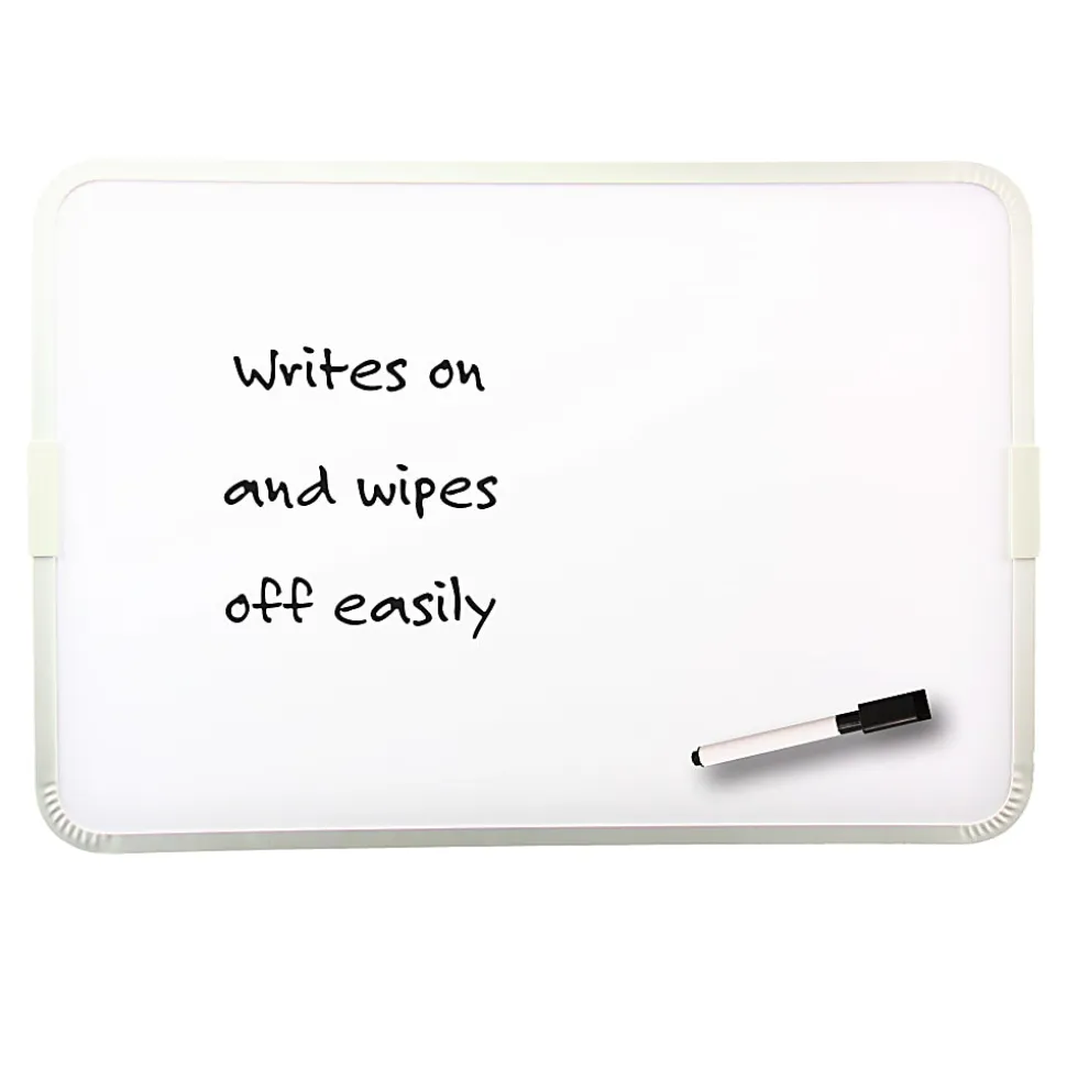 Flipside Products 2-Sided Magnetic Dry-Erase Boards With Pens, 12" x 9", White, Silver, Aluminum Frame, Pack Of 3 Boards