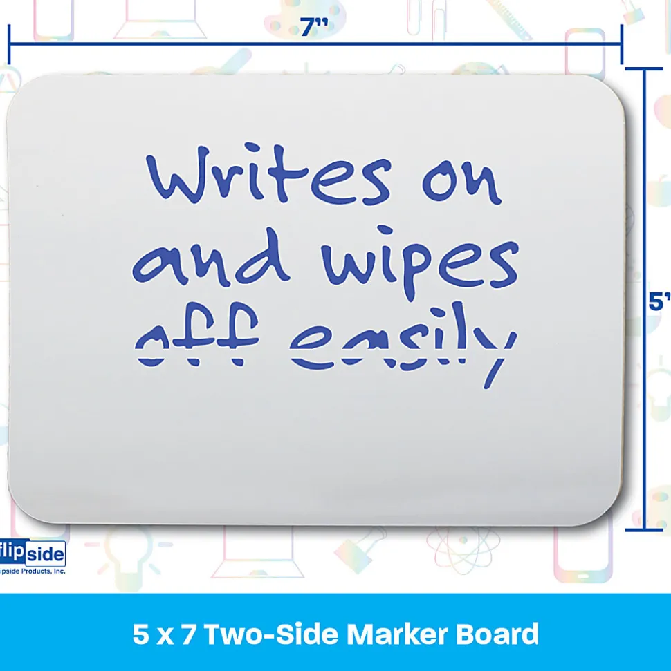 Flipside Products Two-Sided Dry-Erase Boards, 5" x 7", White, Pack Of 12 Boards