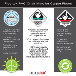 Floortex® Advantagemat® Phthalate Free Vinyl Rectangular Chair Mat for Carpets up to 1/4