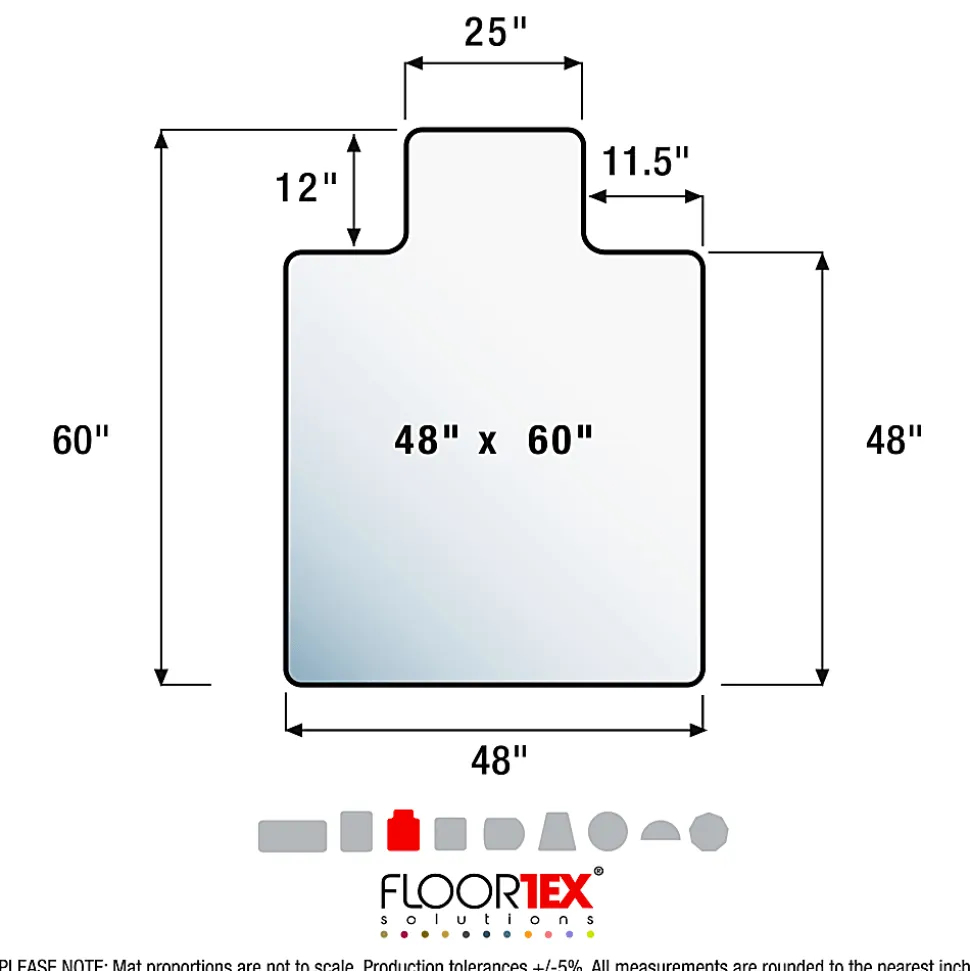 Floortex® Advantagemat® Vinyl Lipped Chair Mat for Carpets up to 3/8", 48" x 60", Clear
