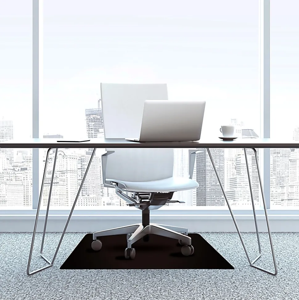 Floortex® Advantagemat® Vinyl Rectangular Chair Mat for Carpets, 29.5" x 47", Black