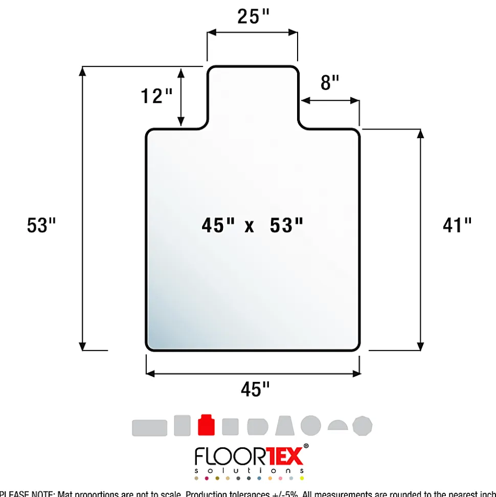 Floortex® Advantagemat® Vinyl Lipped Chair Mat for Carpets up to 3/8", 45" x 53", Clear