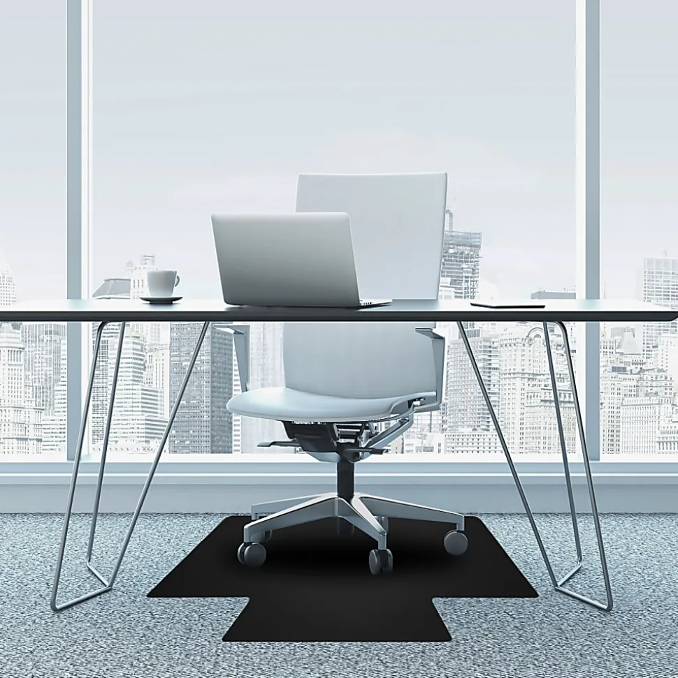 Floortex® Advantagemat® 45" x 53" Black Vinyl Lipped Chair Mat for Carpets