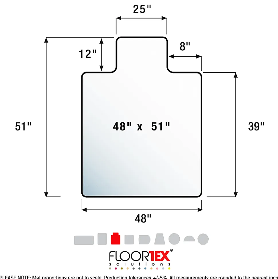 Floortex® Cleartex® Enhanced Polymer Lipped Chair Mat for Carpets up to 3/8", 48" x 51", Clear