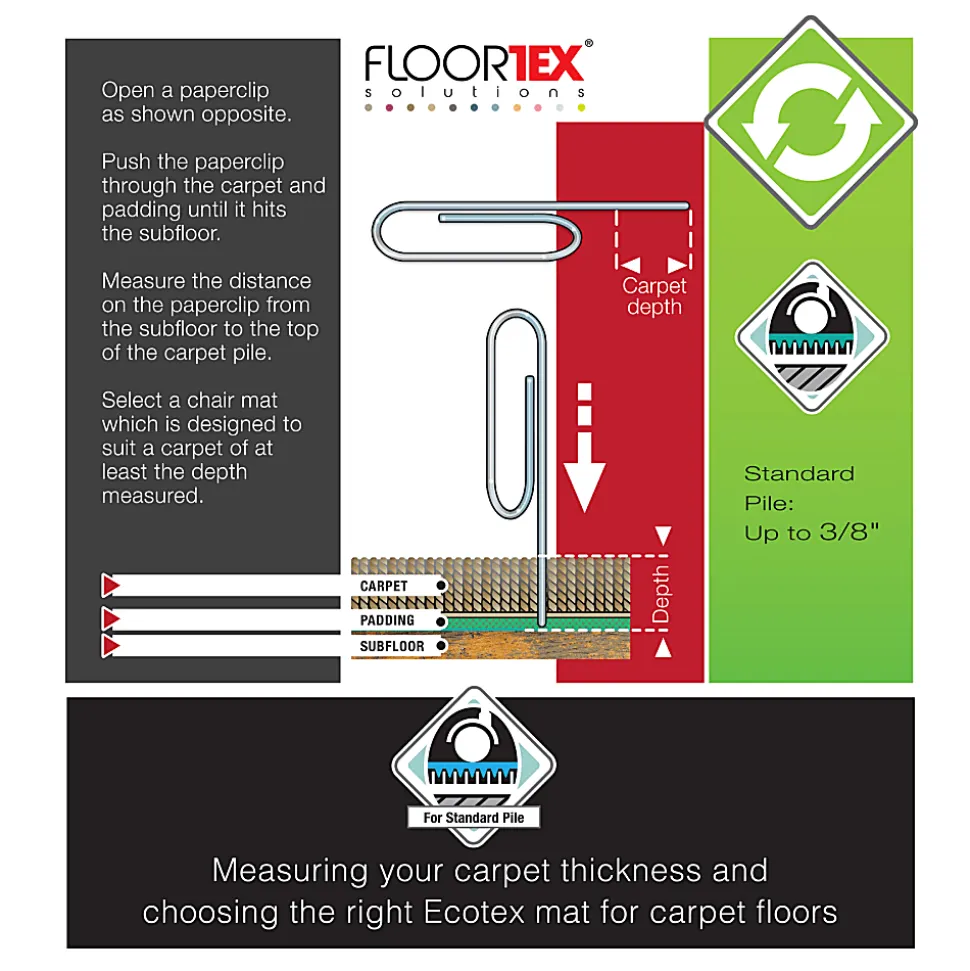 Floortex® Cleartex® Enhanced Polymer Lipped Chair Mat for Carpets up to 3/8", 48" x 51", Clear