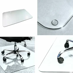 Floortex Cleartex Glaciermat Glass Rectangular Chair Mat - Hard Floor, Home, Office, Carpet - 40