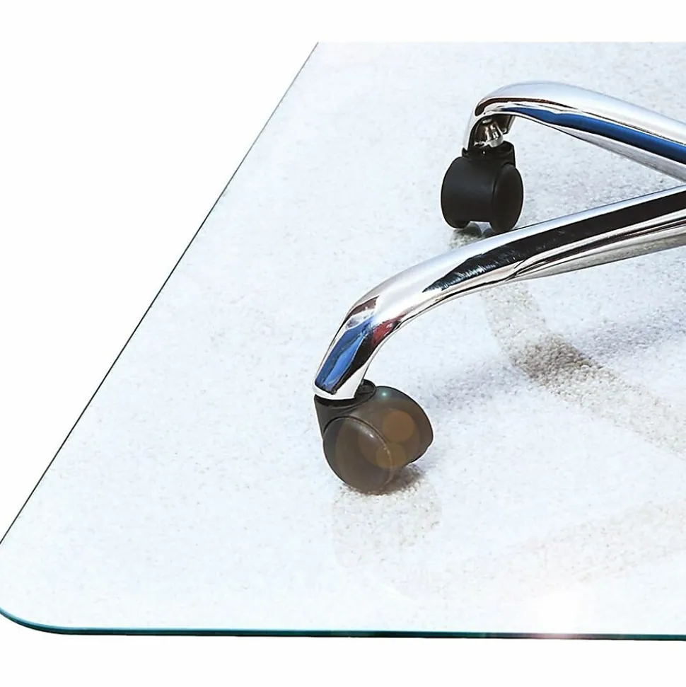 Floortex Cleartex Glaciermat Glass Rectangular Chair Mat - Hard Floor, Home, Office, Carpet - 40" x 53"x 0.20" Thickness - Rectangle - Glass - Clear