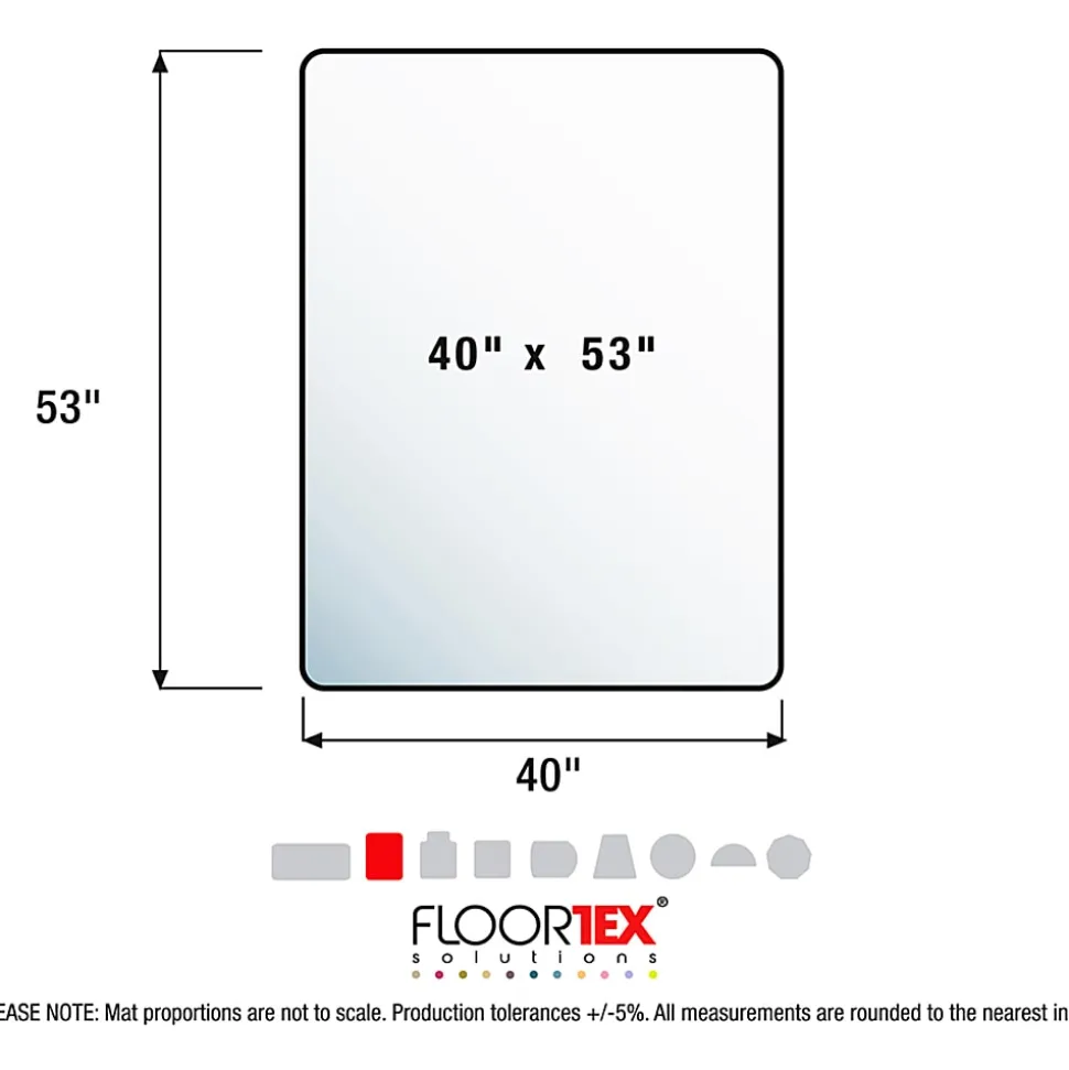 Floortex Cleartex Glaciermat Glass Rectangular Chair Mat - Hard Floor, Home, Office, Carpet - 40" x 53"x 0.20" Thickness - Rectangle - Glass - Clear