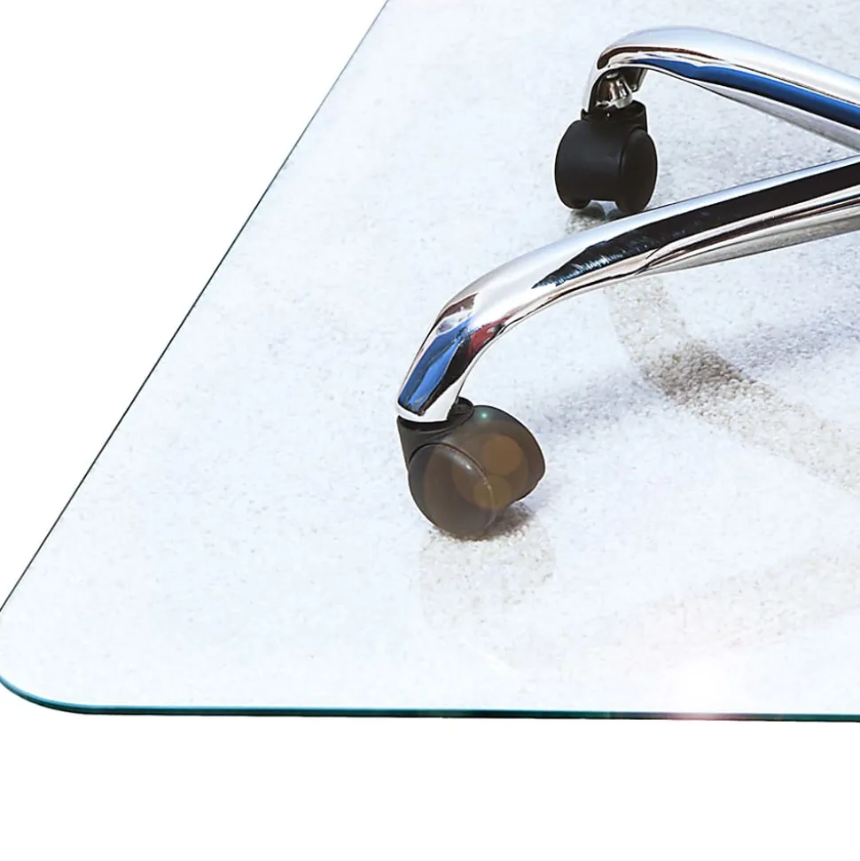 Floortex Cleartex Glaciermat Glass Rectangular Chair Mat - Hard Floor, Home, Office, Carpet - 40" x 53"x 0.20" Thickness - Rectangle - Glass - Clear