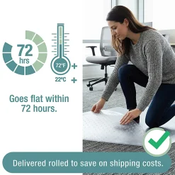 Floortex® Cleartex® TrYlok® Vinyl Rectangular Chair Mat for Low Pile Carpets up to 1/4