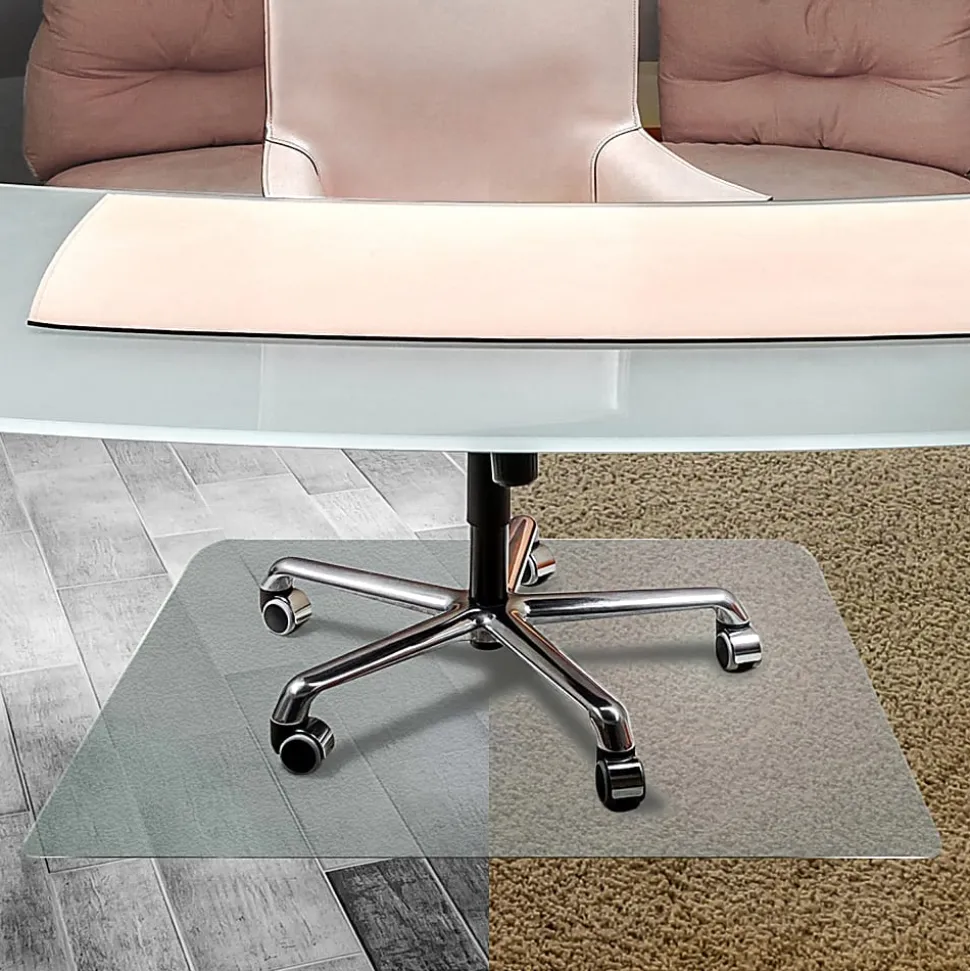 Floortex Cleartex® Unomat Anti-Slip Rectangular Chair Mat Hard Floors and Carpet Tiles, 48"W x 53"L, Clear, 1 Mat
