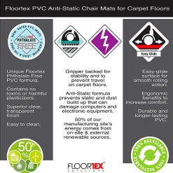 Floortex® Computex® Anti-Static Vinyl Rectangular Chair Mat for Carpets up to 3/8
