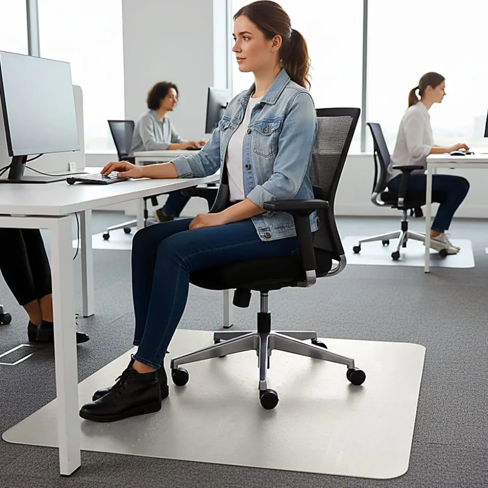 Floortex® Computex® Anti-Static Vinyl Rectangular Chair Mat for Carpets up to 3/8", 48" x 60", Translucent