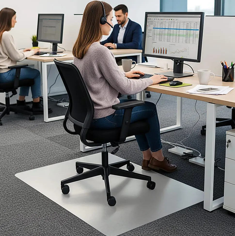 Floortex® Computex® Anti-Static Vinyl Rectangular Chair Mat for Carpets up to 3/8", 48" x 60", Clear
