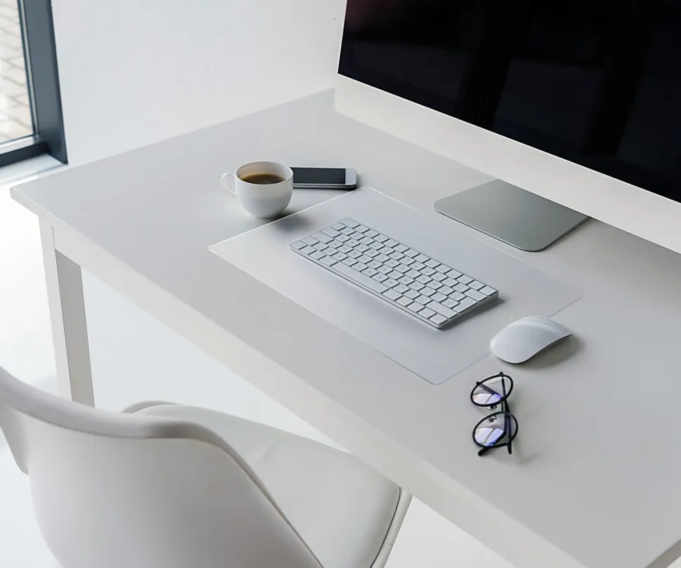 Floortex® Desktex® Vinyl Anti-Static Desk Pad, 12" x 18", Clear