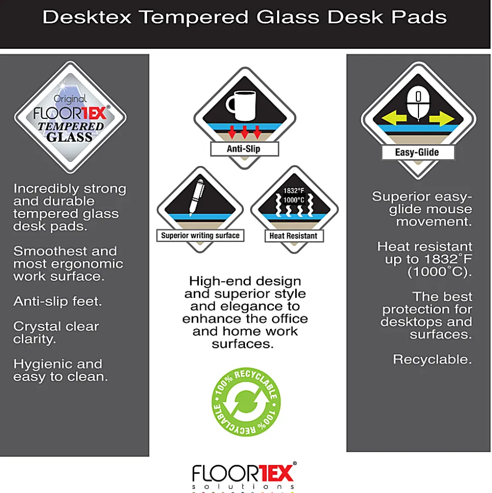 Floortex® Desktex® 19" x 24" Glass Desk Pad
