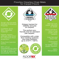Floortex® Evolutionmat® 48" x 79" Enhanced Polymer Rectangular Chair Mat for Carpets