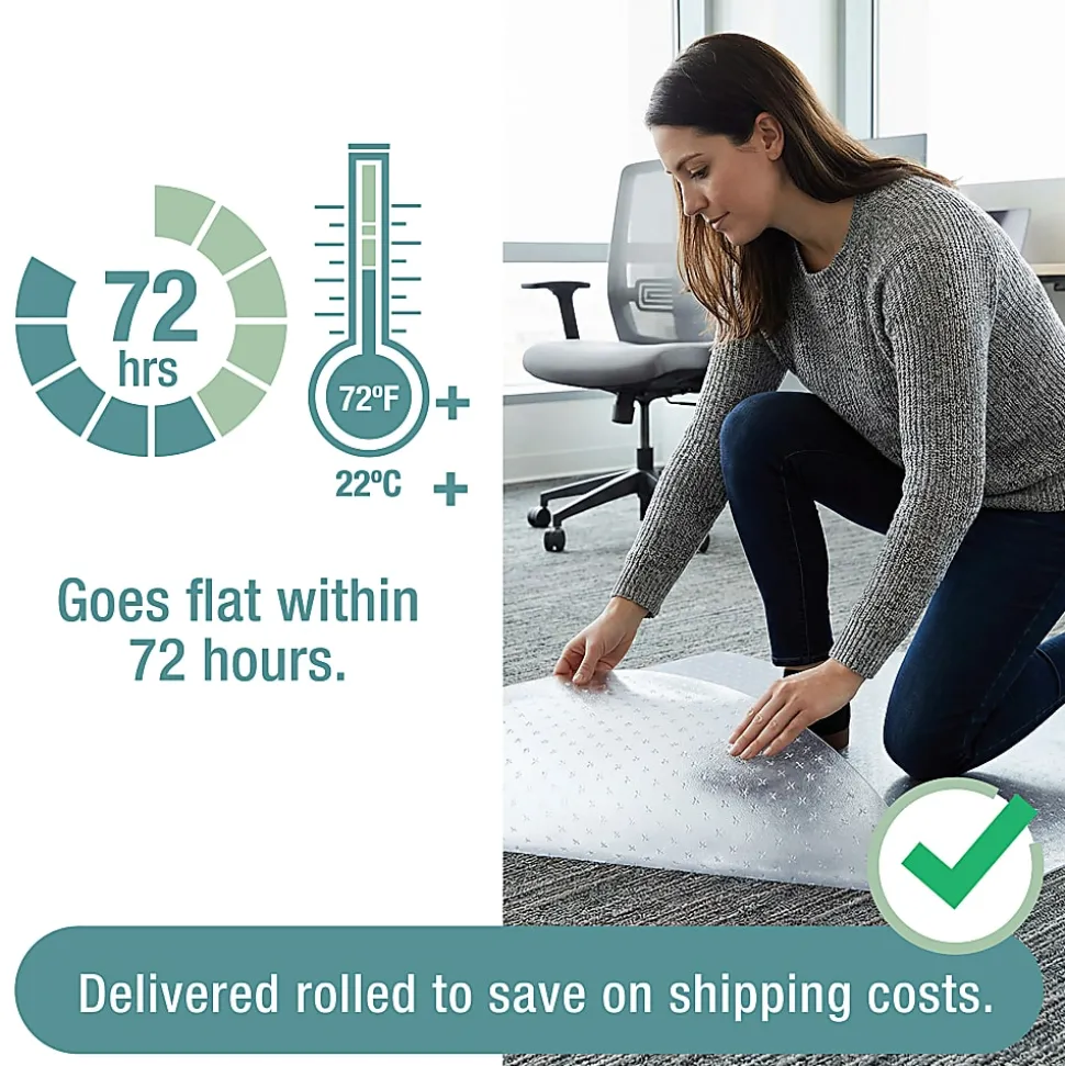 Floortex® TrYlok® 45" x 53" Rectangular Chair Mat for Low Pile Carpets