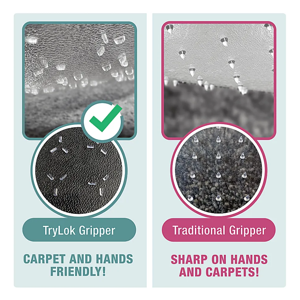Floortex® TrYlok® 45" x 53" Rectangular Chair Mat for Low Pile Carpets