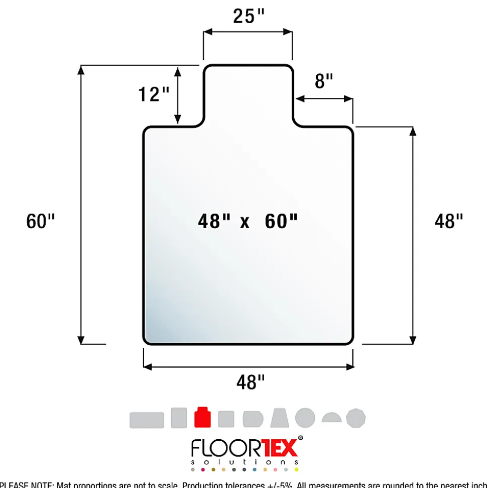 Floortex® Ultimat® Polycarbonate Lipped Chair Mat for Carpets up to 1/2", 48" x 60", Clear