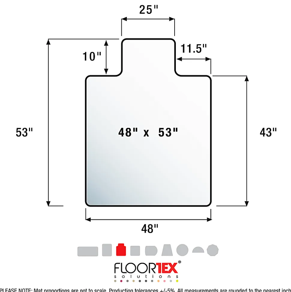 Floortex® Ultimat® Polycarbonate Lipped Chair Mat for Carpets up to 1/2", 48" x 53", Clear