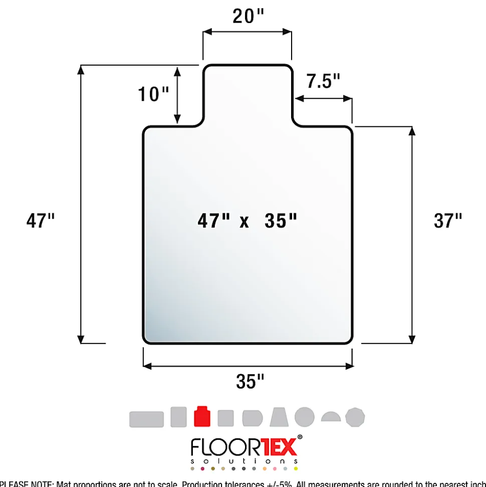 Floortex® Ultimat® 35" x 47" Polycarbonate Lipped Chair Mat for Carpets over 1/2"