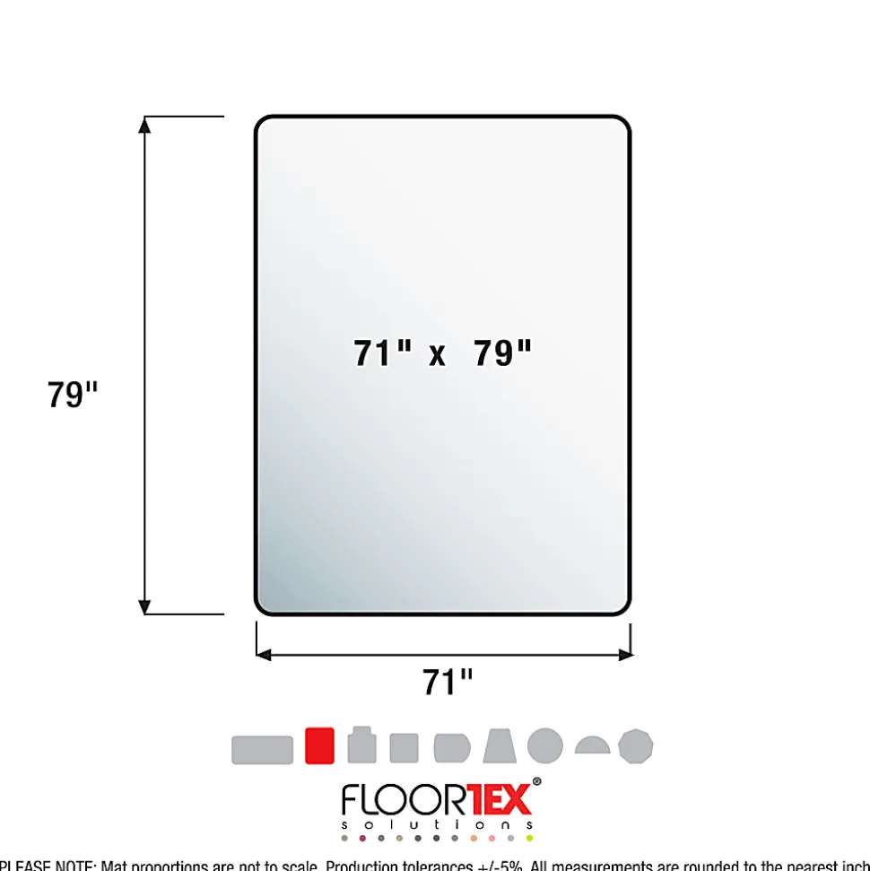 Floortex® Ultimat® XXL Polycarbonate Rectangular Chair Mat for Hard Floors, 71" x 79", Clear