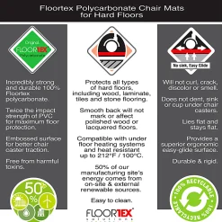 Floortex® Ultimat® XXL Polycarbonate Rectangular Chair Mat for Hard Floors, 71