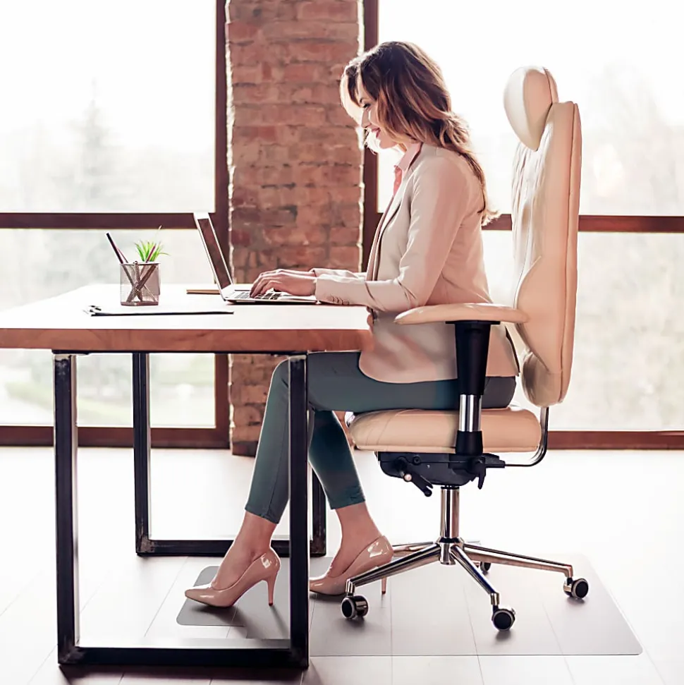 Floortex® Valuemat® Basic Vinyl Lipped Chair Mat for Hard Floors, 36" x 48", Clear