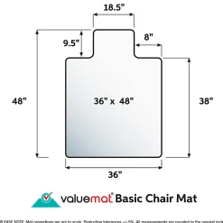 Floortex® Valuemat® Basic Vinyl Lipped Chair Mat for Hard Floors, 36