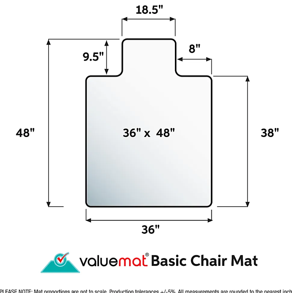 Floortex® Valuemat® Basic Vinyl Lipped Chair Mat for Hard Floors, 36" x 48", Clear