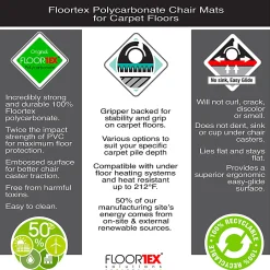 Floortex® Valuemat® Plus Polycarbonate Rectangular Chair Mat For Low Pile Carpets , 48