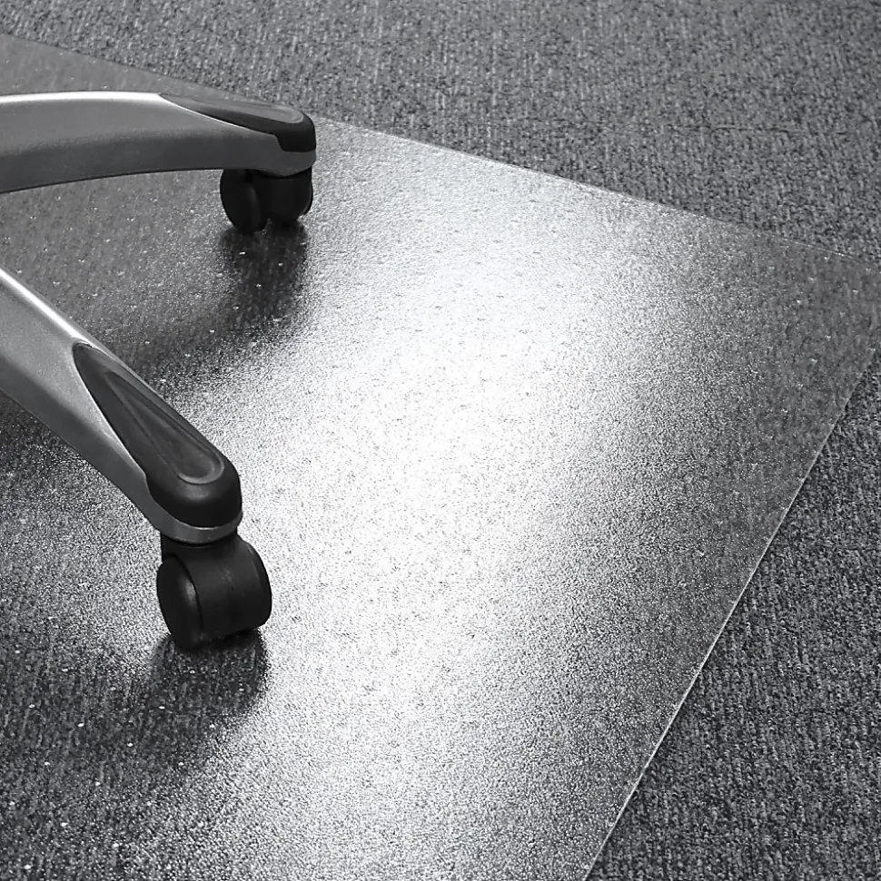 Floortex® Valuemat® Plus Polycarbonate Rectangular Chair Mat For Low Pile Carpets , 48" x 51", Clear