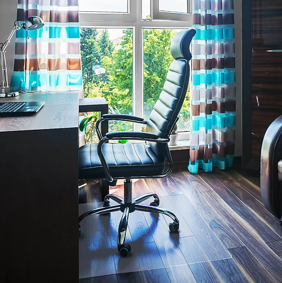 Floortex® Valuemat® Plus Polycarbonate Rectangular Chair Mat For Hard Floors , 48" x 51", Clear