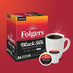 Folgers Black Silk Coffee Keurig Single Serve K-Cup Pods, Dark Roast, 24 Pods Per Pack, Case Of 4 Packs