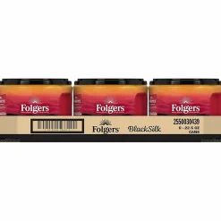 Folgers Black Silk Ground Canister Coffee, Dark Roast, Case Of 6, 24.2 Oz Per Canister