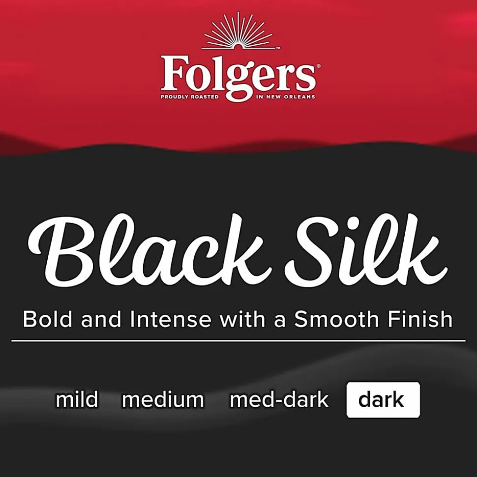 Folgers Black Silk Ground Canister Coffee, Dark Roast, Case Of 6, 24.2 Oz Per Canister