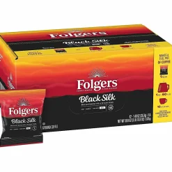 Folgers® Black Silk Single-Serve Packs, Dark Roast, 1.4 Oz Per Bag, Carton Of 42
