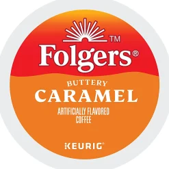 Folgers Buttery Caramel Keurig Single Serve K-Cup Pods, 24 Pods Per Pack, Case Of 4 Packs