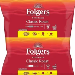 Folgers Classic Roast Coffee Filter Packs, 0.9 Oz, Box Of 160 Packs