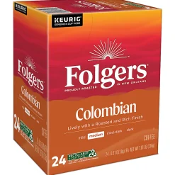 Folgers Colombian Coffee Keurig Single Serve K-Cup Pods, Medium-Dark Roast, 24 Pods Per Pack, Case Of 4 Packs