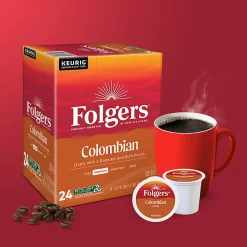 Folgers Colombian Coffee Keurig Single Serve K-Cup Pods, Medium-Dark Roast, 24 Pods Per Pack, Case Of 4 Packs