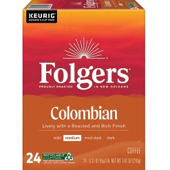 Folgers Colombian Coffee Keurig Single Serve K-Cup Pods, Medium-Dark Roast, 24 Pods Per Pack, Case Of 4 Packs