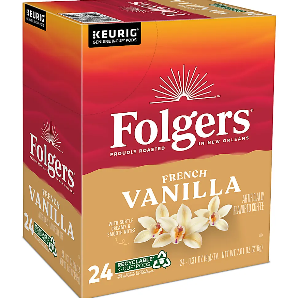 Folgers French Vanilla Keurig Single Serve K-Cup Pods, 24 Pods Per Pack, Case Of 4 Packs