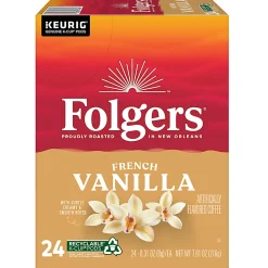 Folgers French Vanilla Keurig Single Serve K-Cup Pods, 24 Pods Per Pack, Case Of 4 Packs